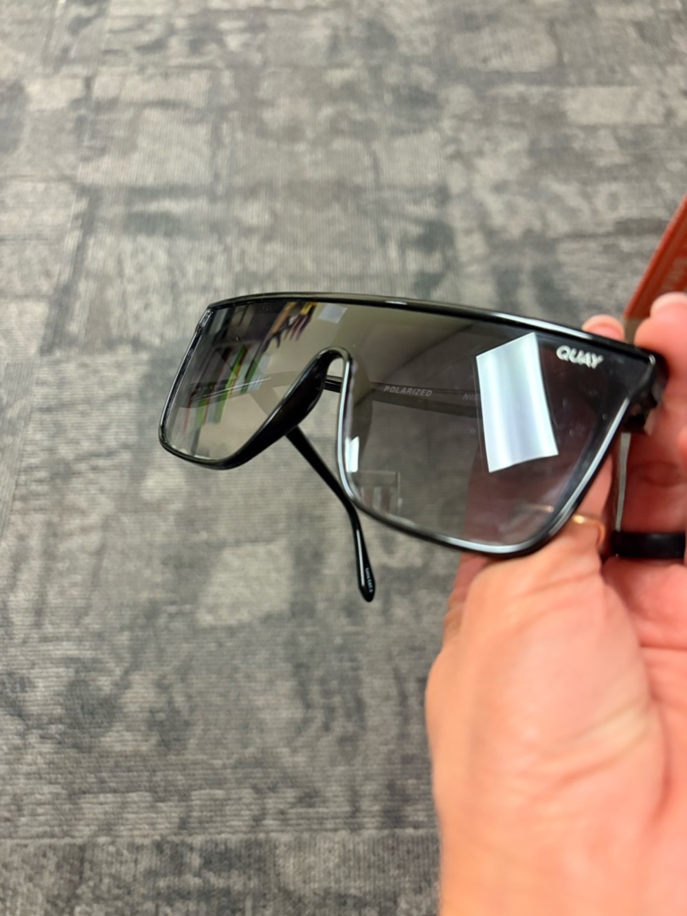 Quay Australia Black Shield Sunglasses with Gradient Lenses - Picture 3 of 3